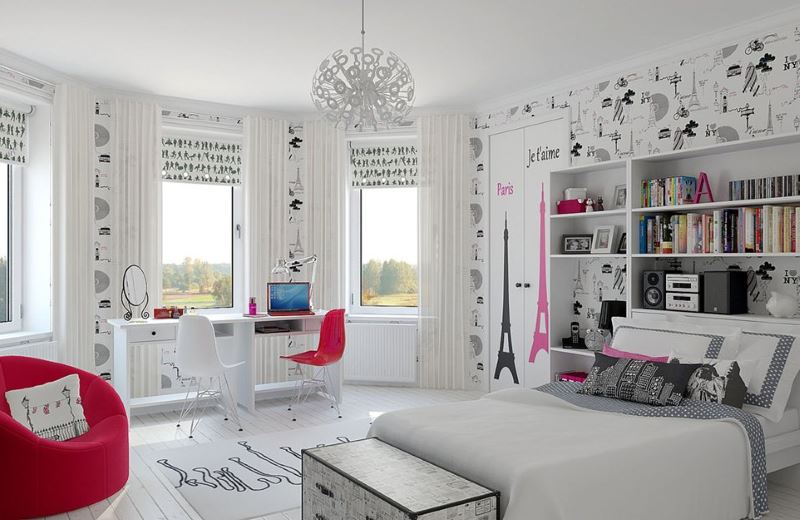 Interior of a bright room for a modern girl