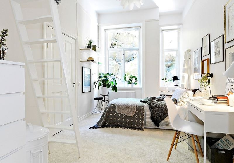 White room for a girl in the Scandinavian style