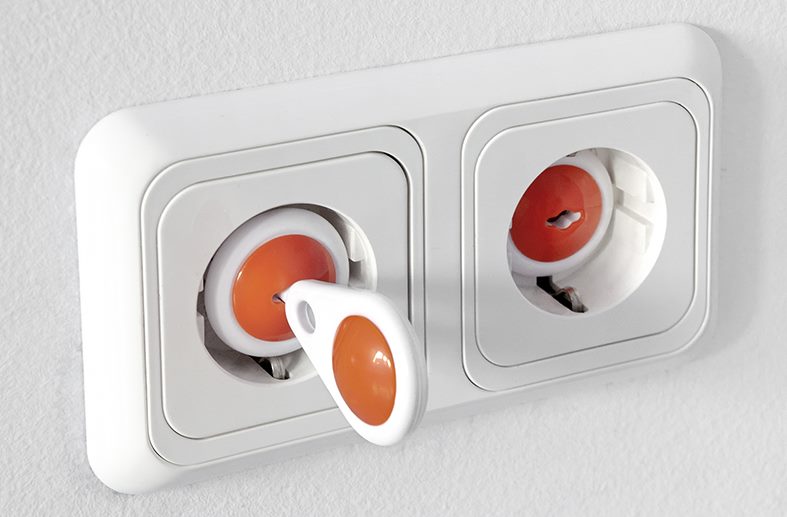 Plug sockets with keys for use in children's rooms