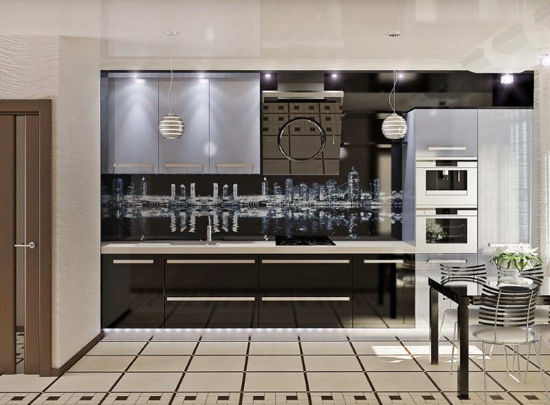Melna krāsa moderna stila virtuves dizainā
