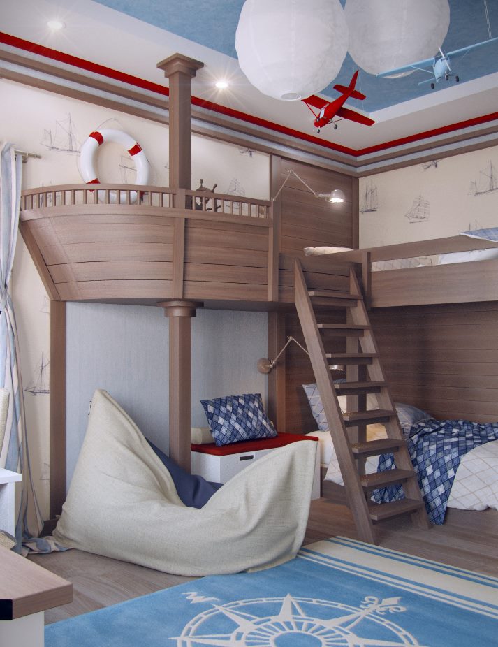 سفينة سرير في الحضانة لطفلين