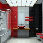 Phòng tắm tương phản màu đỏ