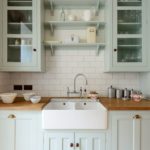 Retro-style lockers above the kitchen sink