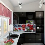 Glossy black kitchen surfaces