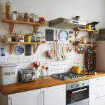 Wooden do-it-yourself shelves for kitchen utensils