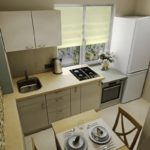 Kitchen design with gas stove by the window