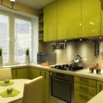 Green kitchen with acrylic facades