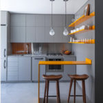 Yellow color in the interior of a modern kitchen
