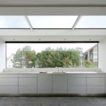 Kitchen of a private house with panoramic glazing