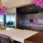 Bright chandeliers in the decor of the kitchen