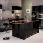 Black surfaces of kitchen furniture