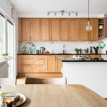 Wooden linear kitchen unit