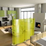 Translucent green glass partition