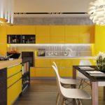 Couleur jaune dans la conception de la cuisine dans un style moderne