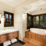 Bath on a wooden podium in a private house
