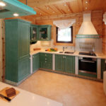 Wooden house kitchen interior