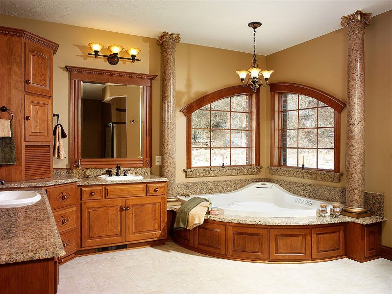 Nội thất gỗ trong nội thất phòng tắm