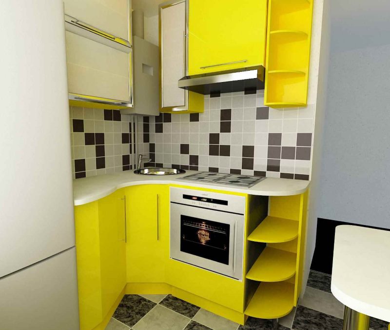 مطبخ أصفر في مطبخ Khrushchev