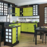 Lime and wenge combination for corner kitchen furniture