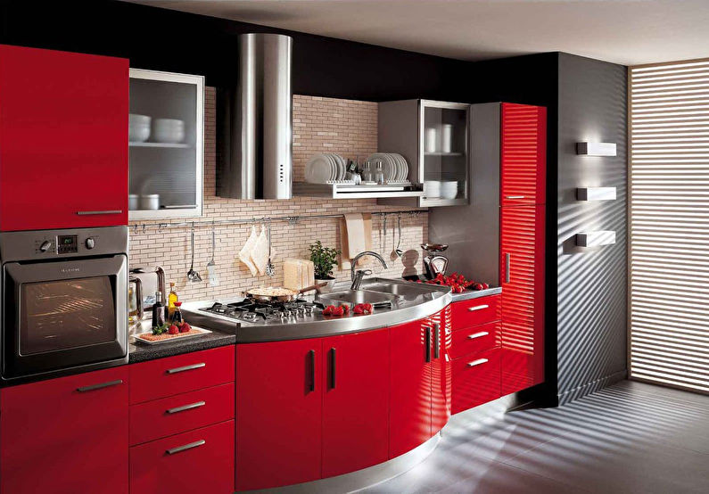 Red suite in the modern kitchen