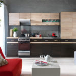 Linear combined kitchen color wenge