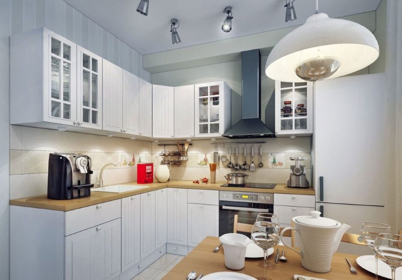 Organization of artificial lighting in the kitchen space