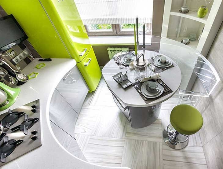 Interiorul unei bucătării moderne în stil futurist