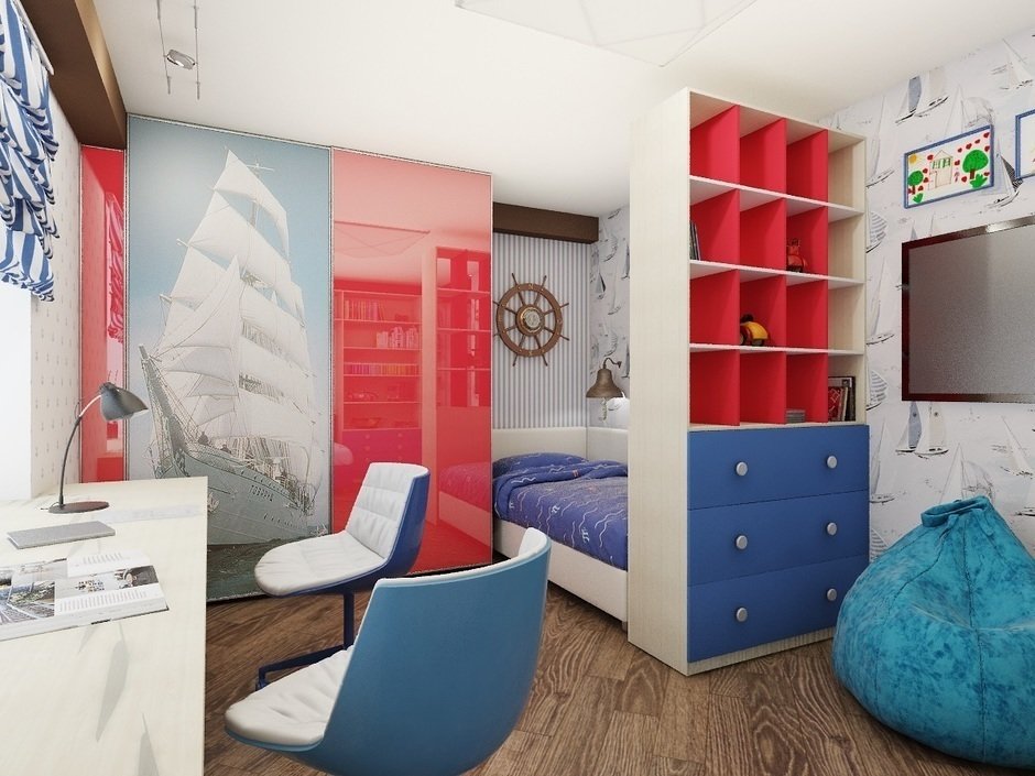 Design de cameră pentru copii cu tematică nautică
