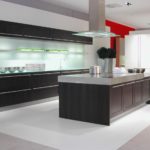 Modern stylish kitchen made of wood, glass and metal