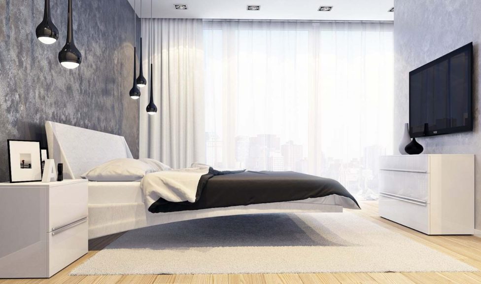 עיצוב חדרי שינה ארט נובו עם שני סוגים של טפטים