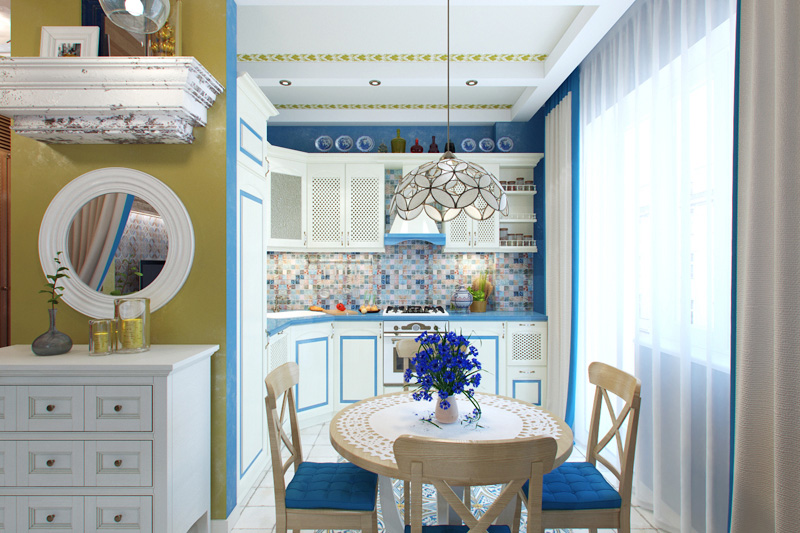 The design of the kitchen space in the Mediterranean style