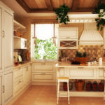 Bucătărie luminoasă, spațioasă, în stil rustic