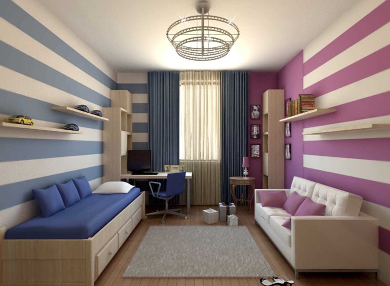 Color zoning of a children's room for two