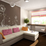 Corner sofa with light upholstery