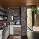 Natural stone in the design of the kitchen