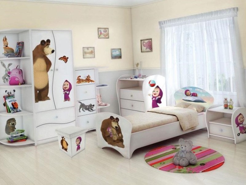 La conception de la chambre des enfants basée sur le dessin animé Masha et l'ours