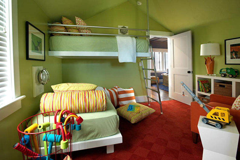 Çocuk odası iç yeşil duvarlı