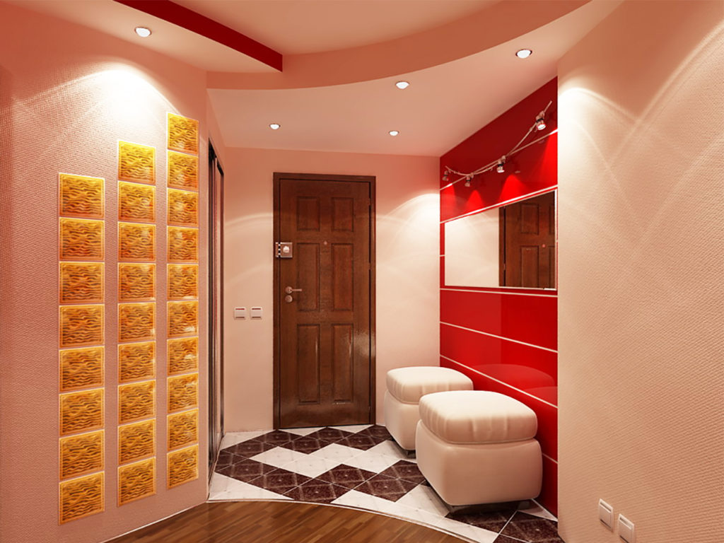 Red color in the interior of the hallway