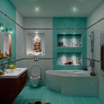 Conception de salle de bain de couleur turquoise
