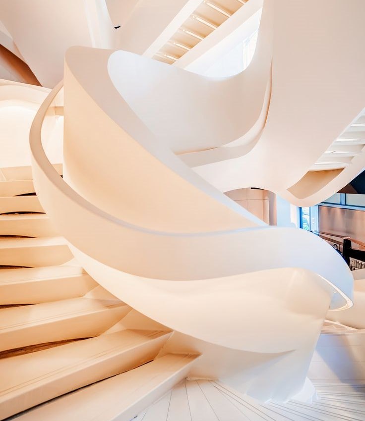White staircase in bionics style