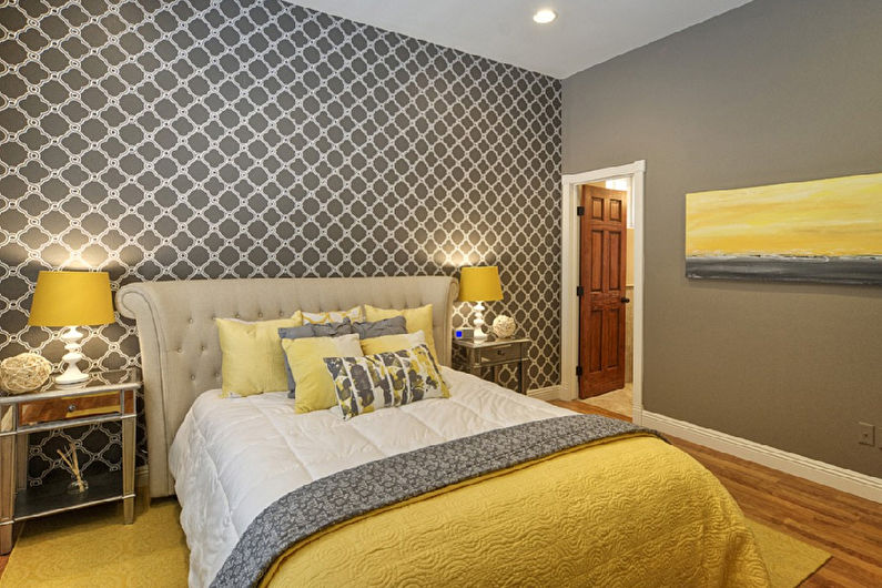 Küçük bir yatak odası iç gri renk