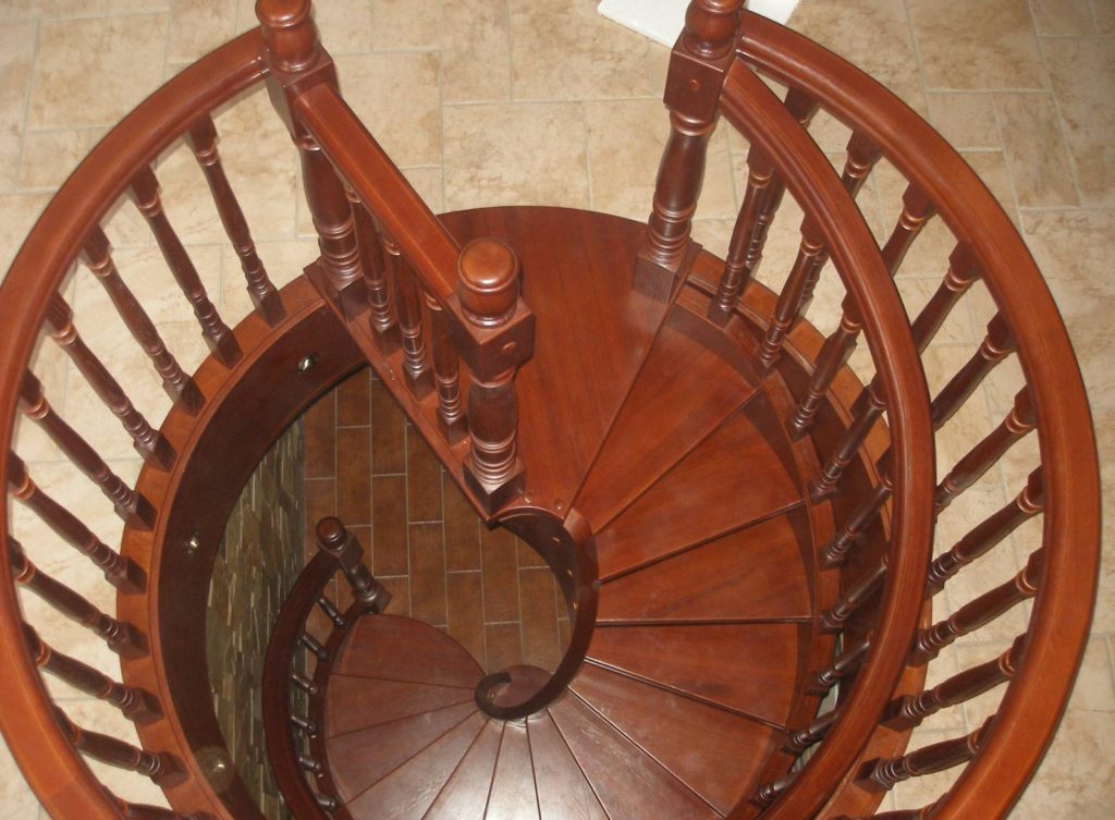 Spiral wooden staircase
