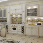 Aranyozott dekoráció a konyha homlokzatán