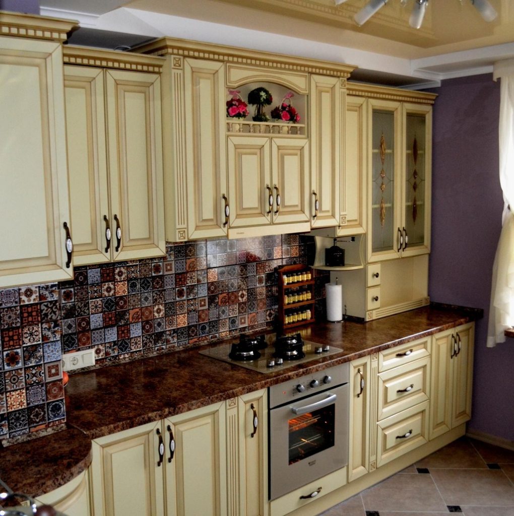 Mozaik karo mutfak önlüğü