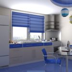 عناصر زخرفية زرقاء للمطبخ البيج.