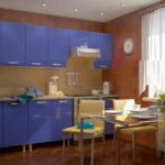 Mutfakta mavi ve kumun kombinasyonu