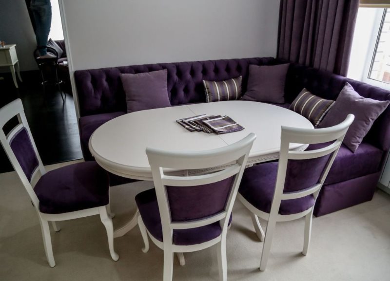 Canapé de cuisine rembourré violet