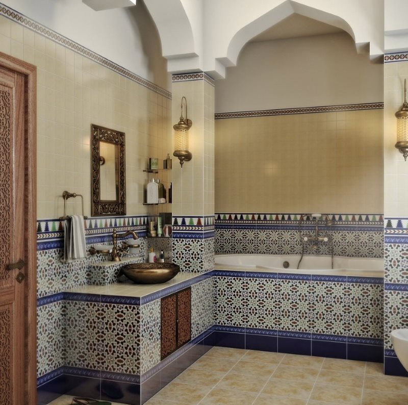 Cổng vòm trong nội thất phòng tắm theo phong cách Ả Rập