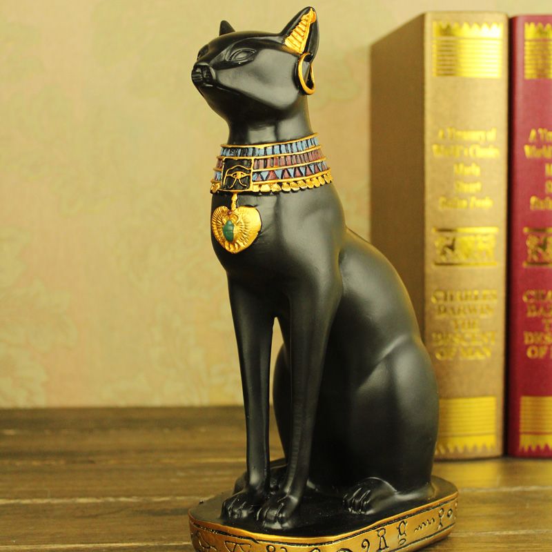 Mısır banyosu için kara kedi heykelcik