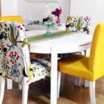 Tekstil kapaklı mutfak sandalyeleri dekorasyonu